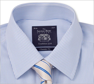 Non Iron Blue Bengal Stripe Classic Fit Double Cuff Shirt Was: $120 Now: $60