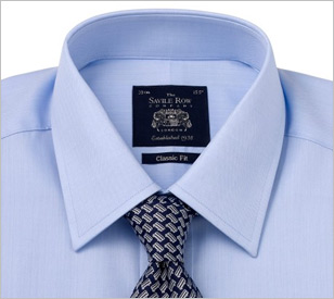 Light Blue Imperial Herringbone Classic Fit Shirt - Single or Double Cuff Was: $120 Now: $52