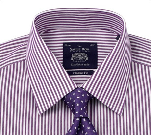 Purple White Bengal Strip Non-iron Classic Fit Shirt - Single or Double Cuff Was: $120 Now: $60